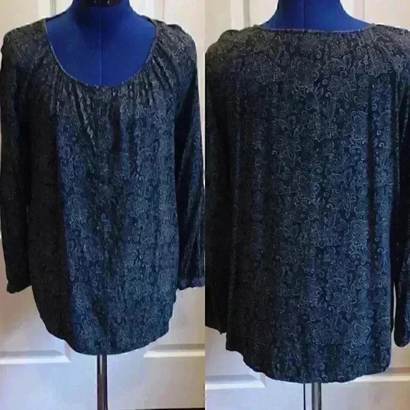 Rayon tunic charcoal gray with light gray … - Picture 4 of 6